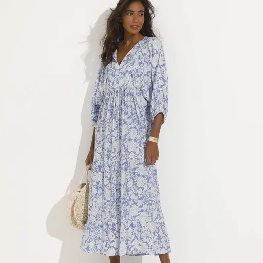 Dlhé krepónové šaty s potlačou