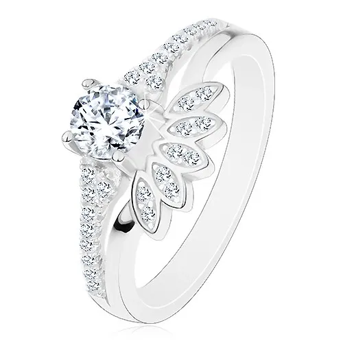 Prsteň zo striebra 925, číry okrúhly zirkón so žiarivým vejárom - Veľkosť: 49 mm