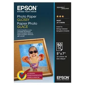 Epson Glossy Photo Paper C13S042545, 200 g/m2, 13x18cm, 50ks, lesklý, atramentový, biely, foto papier
