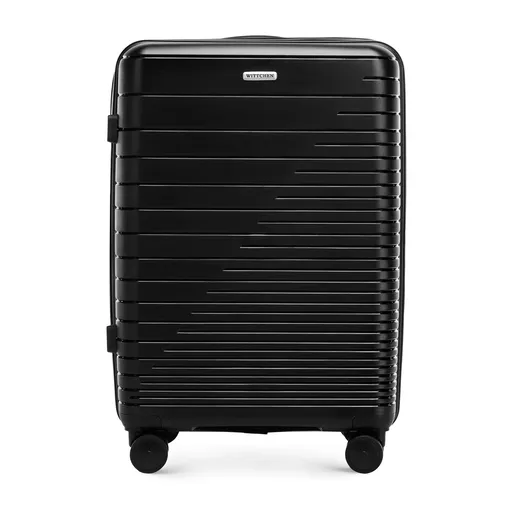 Stredný kufor vyrobený z polypropylénu s lesklými pruhmi 56-3T-162-10