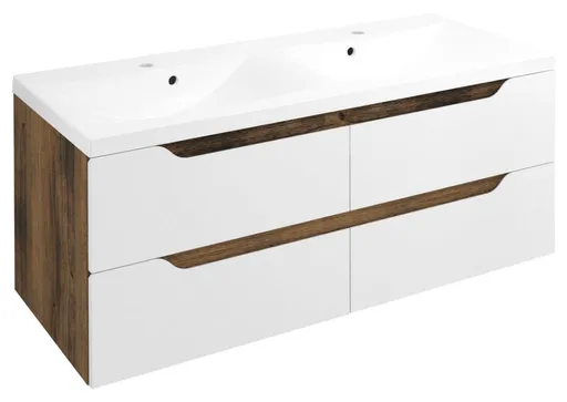 SAPHO - WAVE dvojumývadlová skrinka 119,7x50x47,8cm, biela/dub collingwood WA120-3019