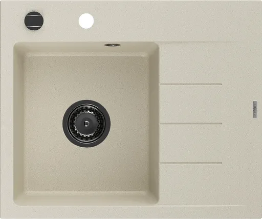 MEXEN/S MEXEN/S - Ben granitový drez 1 s odkvapkávačom ľavý 600 x 500 mm, béžový, sifón čierna 6522605000-69-B
