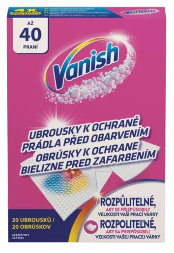 VANISH COLOR PROTECT - Obrúsky na ochranu bielizne pred zafarbením (40 ks)