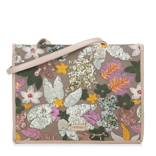 Dámska shopper kabelka s flitrami zeleno-ružová