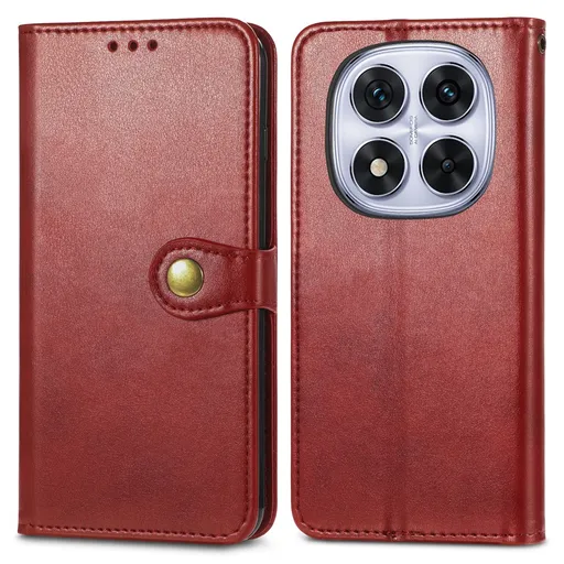 LEATHER BUCKLE Peňaženkový obal pre Xiaomi Redmi Note 15 Pro+ 5G / POCO M8 Pro 5G červený