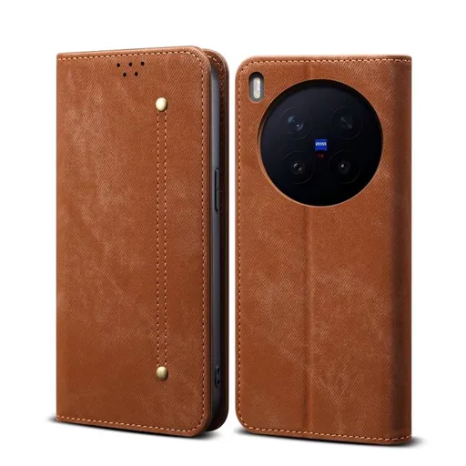 DENIM Peňaženkový kryt pre Vivo X300 Pro hnedý