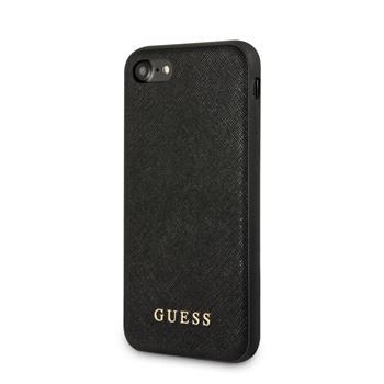 GUESS SAFFIANO Kryt pre Apple iPhone SE 2022 / SE 2020 / 8 / 7 čierny