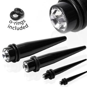 Expander čierny s čírym zirkónom - Hrúbka: 4 mm