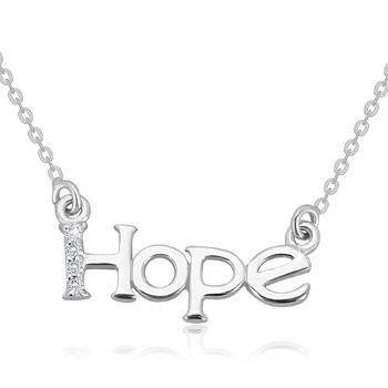 Náhrdelník zo striebra 925 - ligotavá retiazka, nápis "Hope" s diamantovou líniou