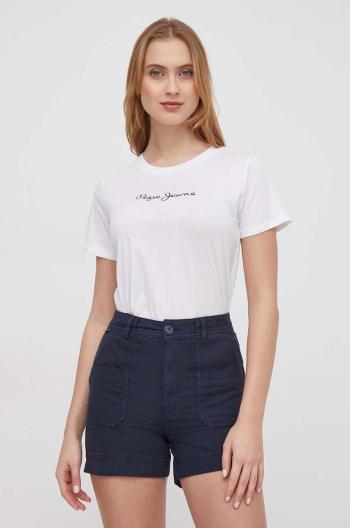 Bavlnené tričko Pepe Jeans LORETTE dámske, biela farba, PL505827