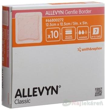 ALLEVYN Gentle Border Krytie na rany 12,5x12,5cm, adhezívne penové krytie so silikónovým gél 10ks