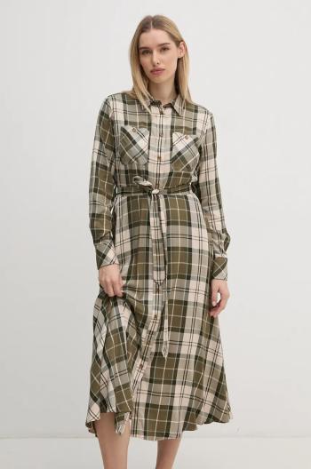 Šaty Barbour zelená farba, midi, áčkový strih, LDR0859