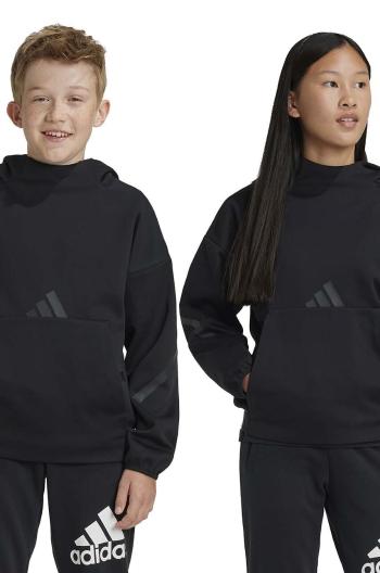 Detská mikina adidas J Z.N.E. HD čierna farba, s kapucňou, jednofarebná, JF2489