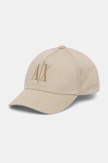 Bavlnená šiltovka Armani Exchange béžová farba, s nášivkou, XW000957 AF13846
