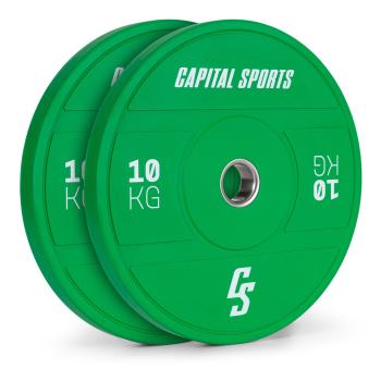 Capital Sports Nipton 2021, kotúč na činku, bumper kotúč, 2 × 10 kg, Ø 50,4 mm, tvrdá guma