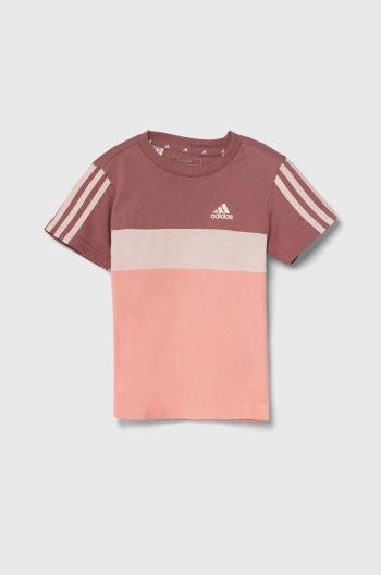 Detské bavlnené tričko adidas LK 3S TIB T ružová farba, IW3480