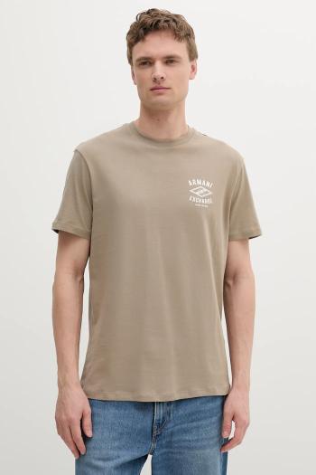 Bavlnené tričko Armani Exchange pánske, béžová farba, s potlačou, XM000550 AF10362