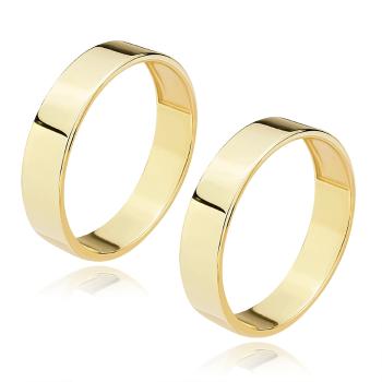 Obrúčky v žltom 14K zlate - hranatý prierez, hladké a lesklé rameno, 5 mm - Veľkosť: 49 mm