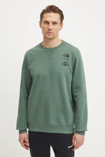 Bavlnená mikina The North Face Outdoor Graphic pánska, zelená farba, s potlačou, NF0A8C21HCH1
