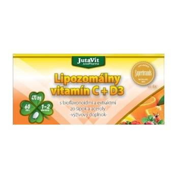 JutaVit Lipozomálny vitamín C + D3 s bioflavonoidmi a extraktmi zo šípok a aceroly 60 tbl