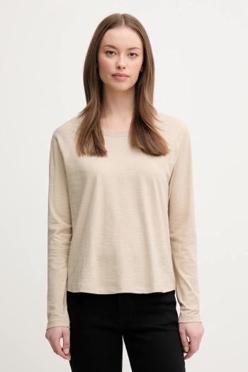 Bavlnené tričko s dlhým rukávom United Colors of Benetton béžová farba, 3BVXD109G