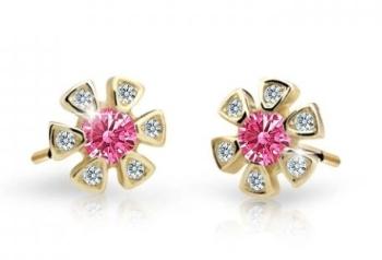 Cutie Jewellery Zlaté detské náušnice C2156-30-X-1 fuchsiová