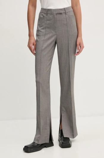 Nohavice Remain Herringbone Slim Pants dámske, šedá farba, široké, vysoký pás, 5018733038