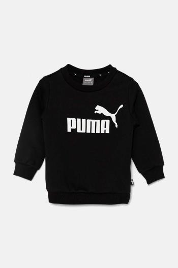 Detská mikina Puma ESS Big Logo Crew FL B čierna farba, s potlačou