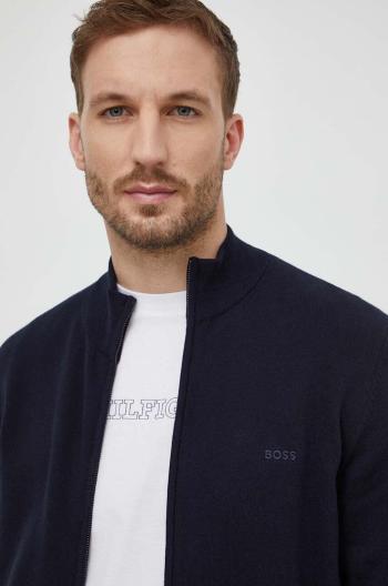 Bavlnený kardigán BOSS tmavomodrá farba,50505998
