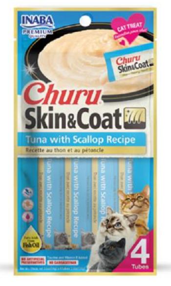 Inaba Churu Skin & Coat cat maškrta pre mačky Tuniak s hrebenatkou 4tuby 56g