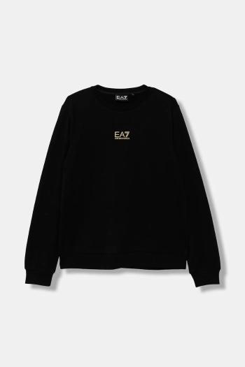 Detská bavlnená mikina EA7 Emporio Armani zelená farba, s potlačou, 7B000025 AF10380