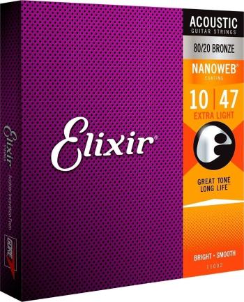 Elixir 11002 Nanoweb 10-47 Struny pre akustickú gitaru