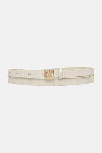 Kožený opasok Calvin Klein biela farba, LV04F7048G