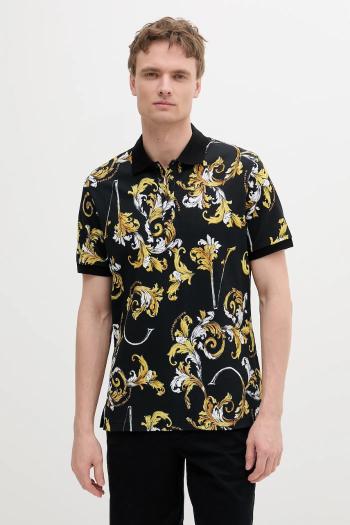 Bavlnené polo tričko Versace Jeans Couture čierna farba, vzorovaná, 78GAG6S0 JS460