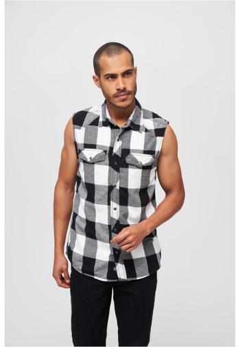 Brandit Checkshirt Sleeveless white/black - L