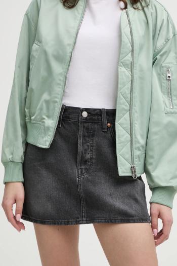 Rifľová sukňa Levi's šedá farba, mini, rovný strih