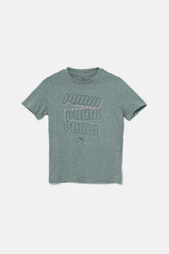 Detské bavlnené tričko Puma ESS LOGO LAB HOG Tee zelená farba, s potlačou, 685788