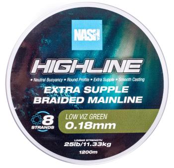 Nash splietaná šnúra highline extra supple braid green 1200 m - 0,18 mm 11,3 kg