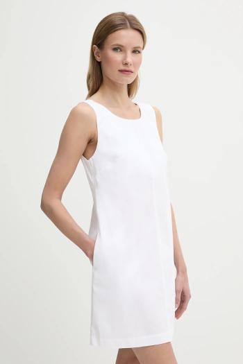 Bavlnené šaty Calvin Klein Jeans biela farba, mini, rovný strih, LV047AB000