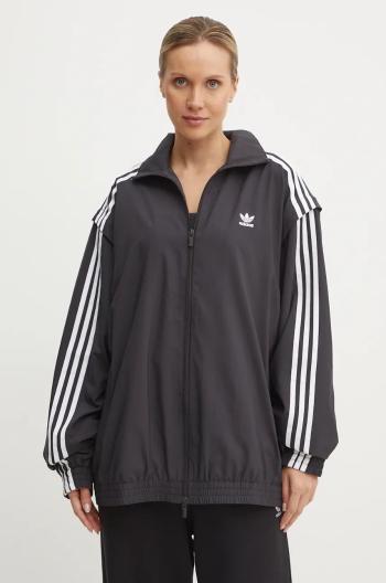 Mikina adidas Originals Oversized Zip Off Tracktop dámska, čierna farba, JM9251