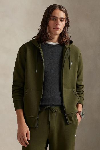Mikina Polo Ralph Lauren zelená farba, s kapucňou, jednofarebná, 710881517