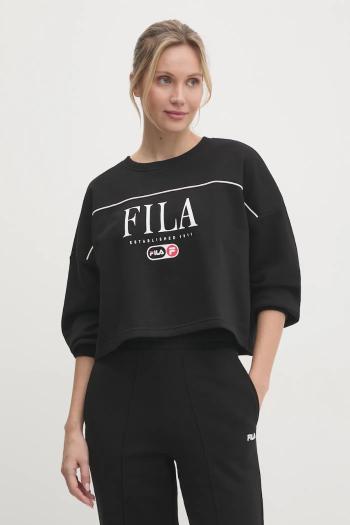 Mikina Fila Lewistown dámska, čierna farba, s potlačou, FAW0912
