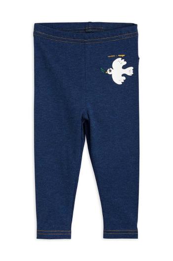 Legíny pre bábätká Mini Rodini Mini Rodini x Wrangler tmavomodrá farba, s potlačou