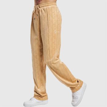 Velúrové tepláky Karl Kani Small Signature Monogram Velvet Pants sand - S