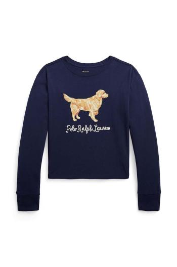 Dětské bavlněné tričko s dlouhým rukávem Polo Ralph Lauren tmavomodrá barva