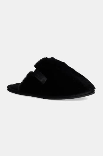 Papuče Calvin Klein Jeans HOTEL SLIPPER FUR AFTER GLOW čierna farba, YW0YW01593