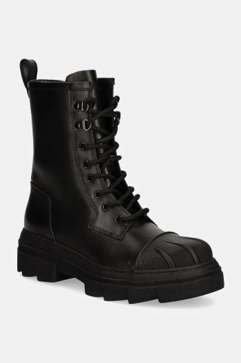 Kožené workery Furla Gum Army Boot dámske, čierna farba, na plochom podpätku, YI60FGU BX3508 O6000