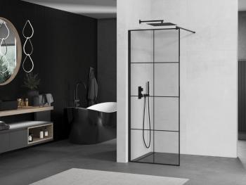 OLSEN SPA - Walk-in sprchovací kút ALBOX BLACK - FARBA rámu - Čierna, Rozmer A - 120, Rozmer C - 195, Smer zatvárania - Univerzálne Ľavé / Pravé, Výplň - Maľované bezpečnostné sklo - 6 mm OLBALBO120BC