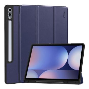 ENKAY LEATHER Zaklápací obal pre Samsung Galaxy Tab S10 Ultra modrý