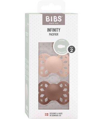 BIBS Symetrické silikónové cumlíky Infinity, veľkosť 2, Blush / Woodchuck 2 ks